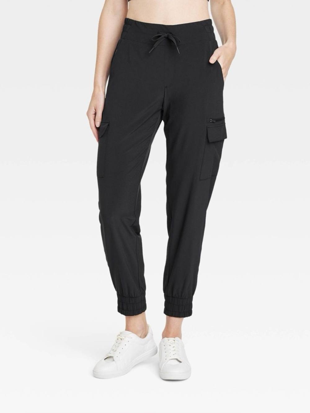All In Motion Women's Active Light Mid-Rise Cargo Jogger Pants - Black - XS
